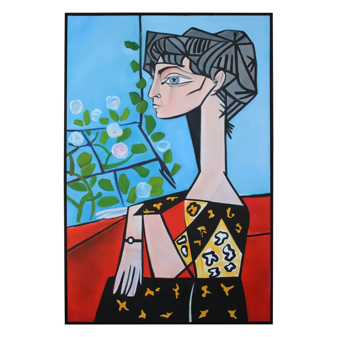 1980s Cubist Portrait Oil Painting on Canvas by Sharon Ross, Framed - 11