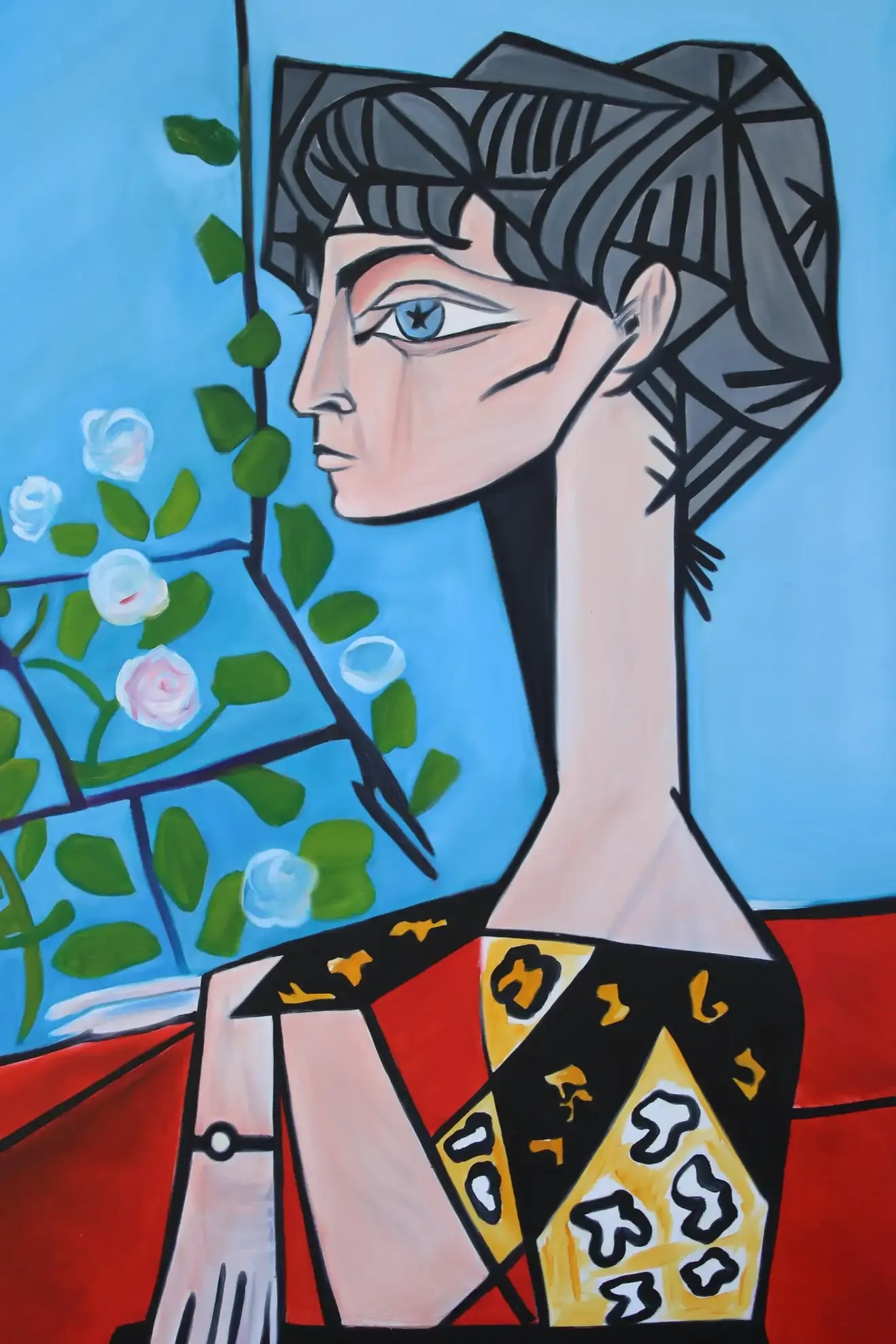 1980s Cubist Portrait Oil Painting on Canvas by Sharon Ross, Framed - 2