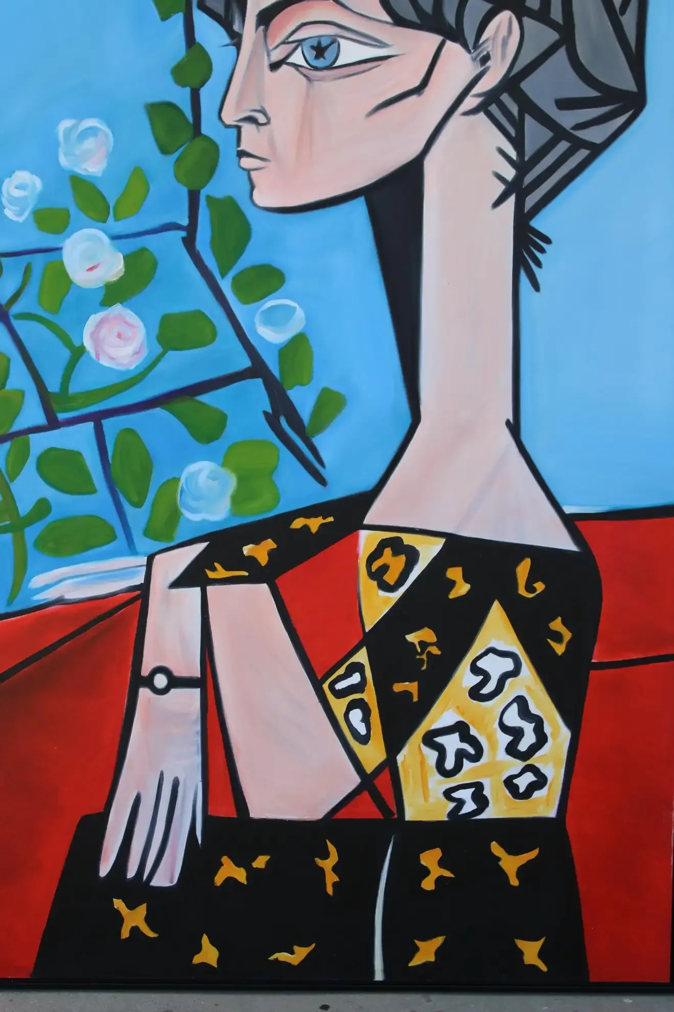 1980s Cubist Portrait Oil Painting on Canvas by Sharon Ross, Framed - 3