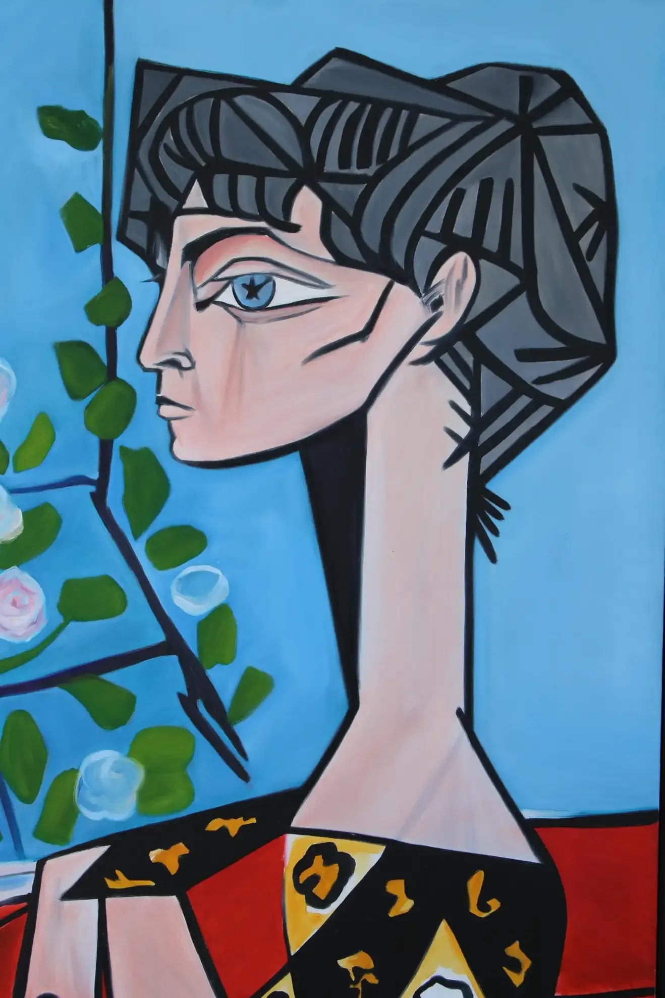 1980s Cubist Portrait Oil Painting on Canvas by Sharon Ross, Framed - 4