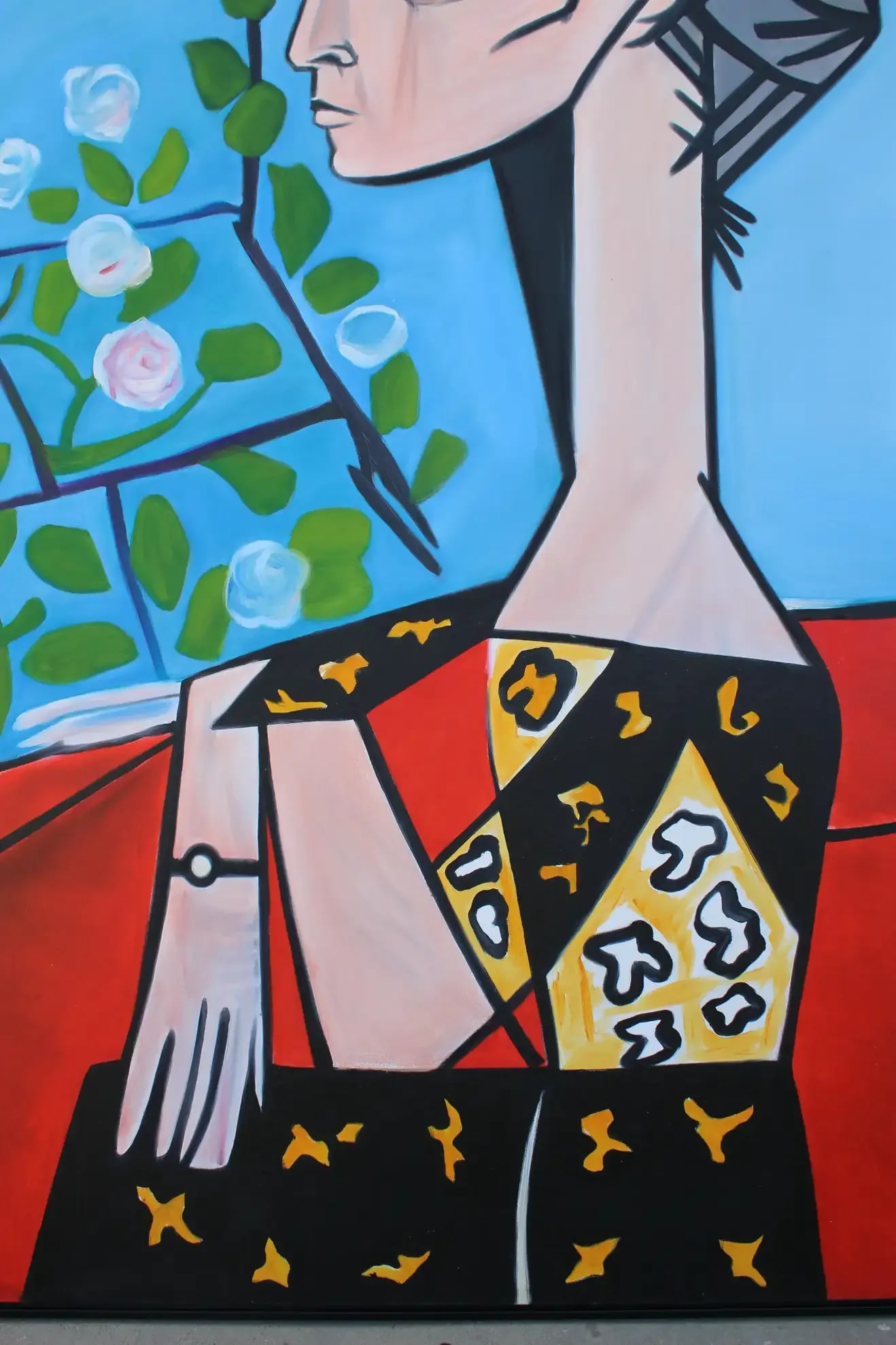 1980s Cubist Portrait Oil Painting on Canvas by Sharon Ross, Framed - 6