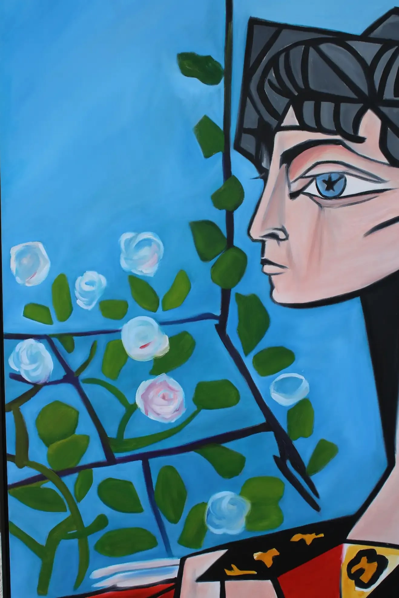 1980s Cubist Portrait Oil Painting on Canvas by Sharon Ross, Framed - 7