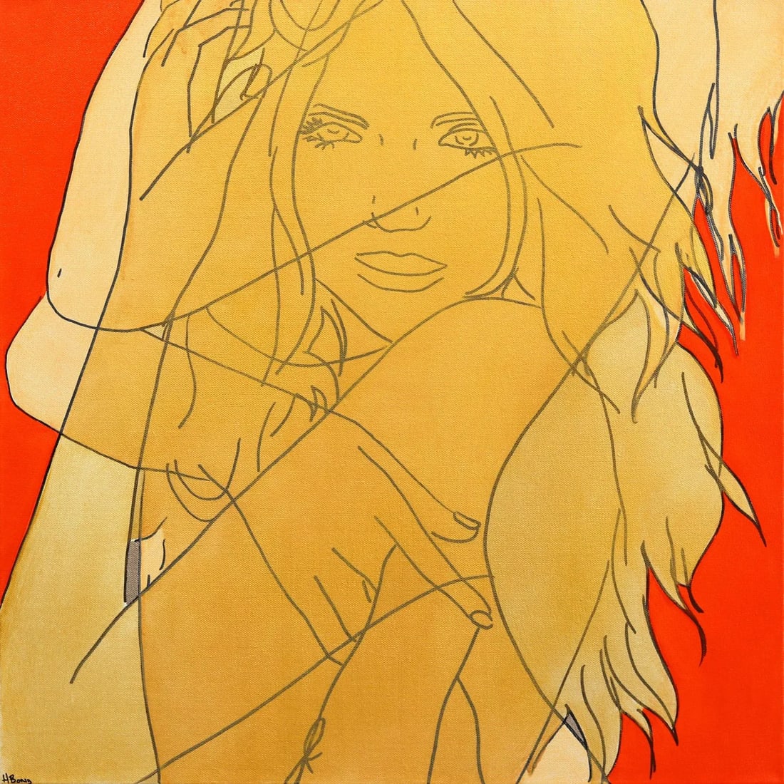 "Untitled (Fire III)" Contemporary Original Minimalist Figurative Painting by Hilary Bond - 10