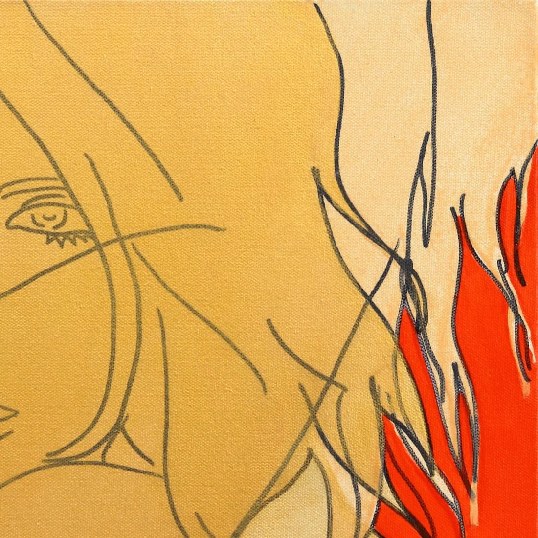 "Untitled (Fire III)" Contemporary Original Minimalist Figurative Painting by Hilary Bond - 3