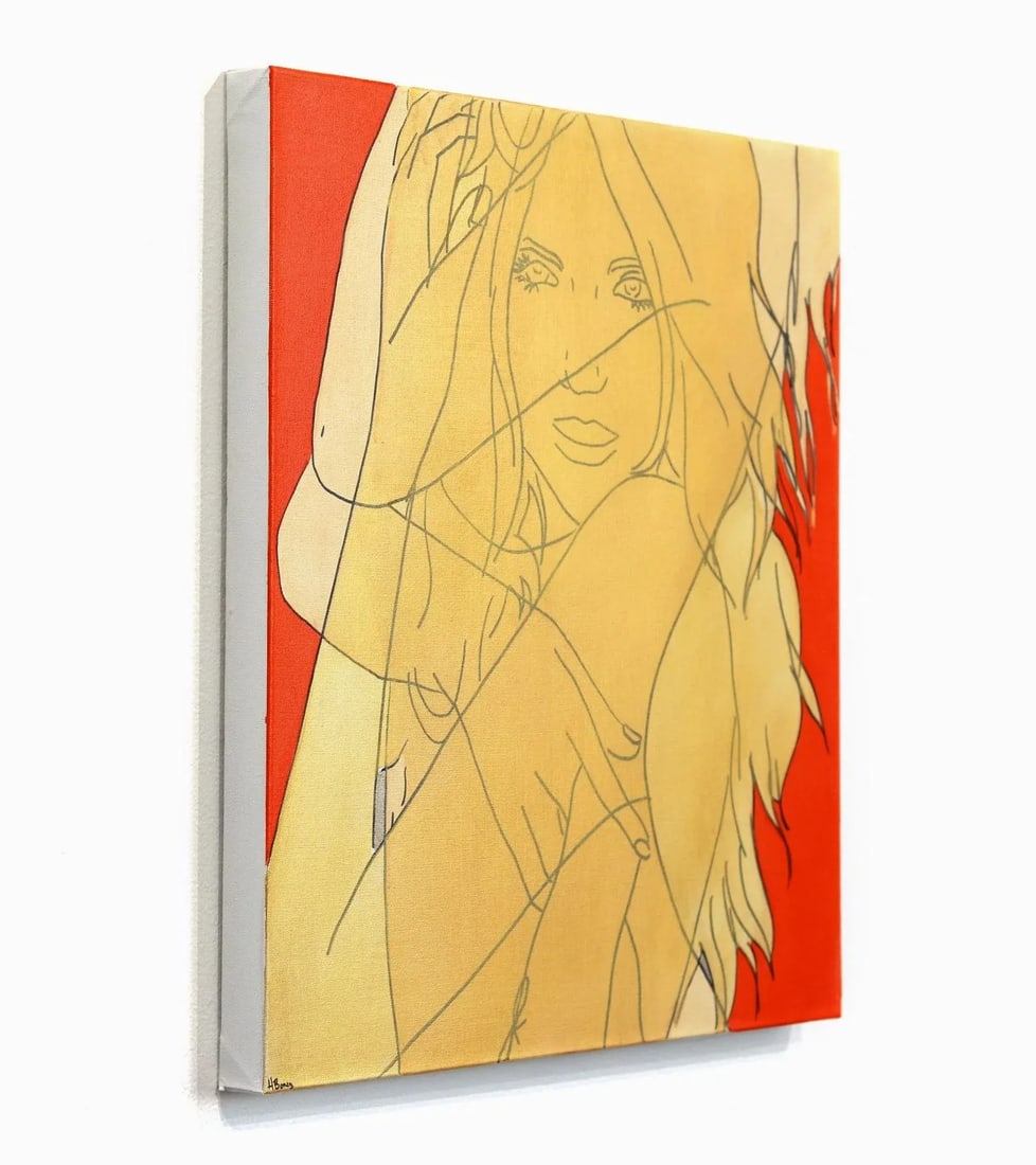 "Untitled (Fire III)" Contemporary Original Minimalist Figurative Painting by Hilary Bond - 6