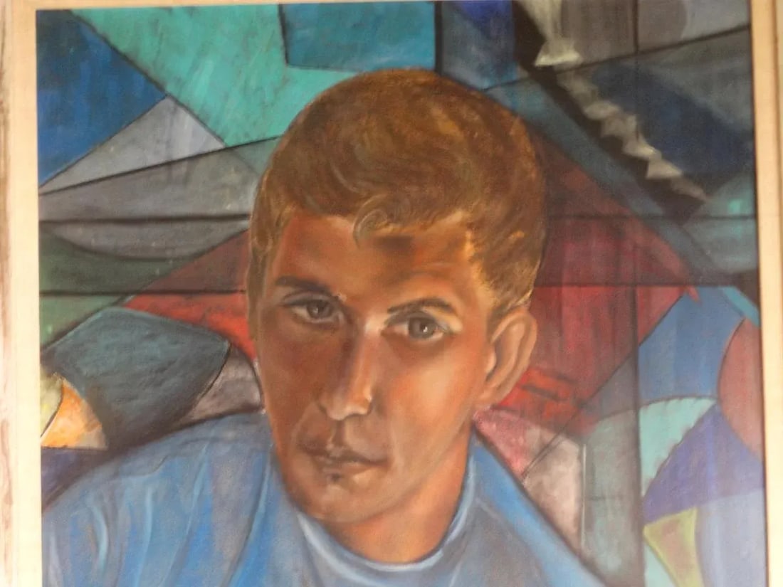 Mid 20th Century "Portrait of a Young Man" Oil Painting on Board by James Hueter, Framed - 3