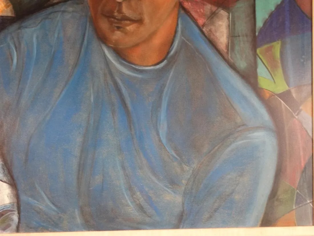 Mid 20th Century "Portrait of a Young Man" Oil Painting on Board by James Hueter, Framed - 4