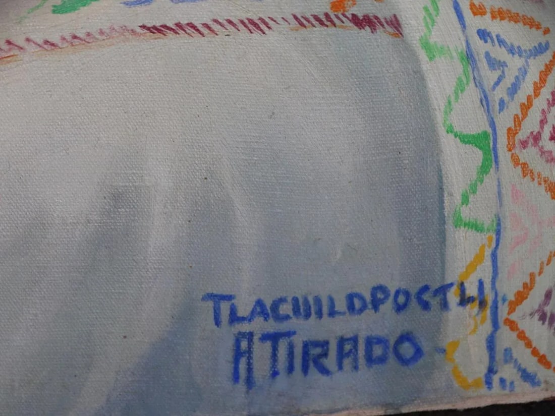 Mid 20th Century Alfonso Tirado Portrait Oil Painting of a Mexican Woman in Traditional Costume - 7