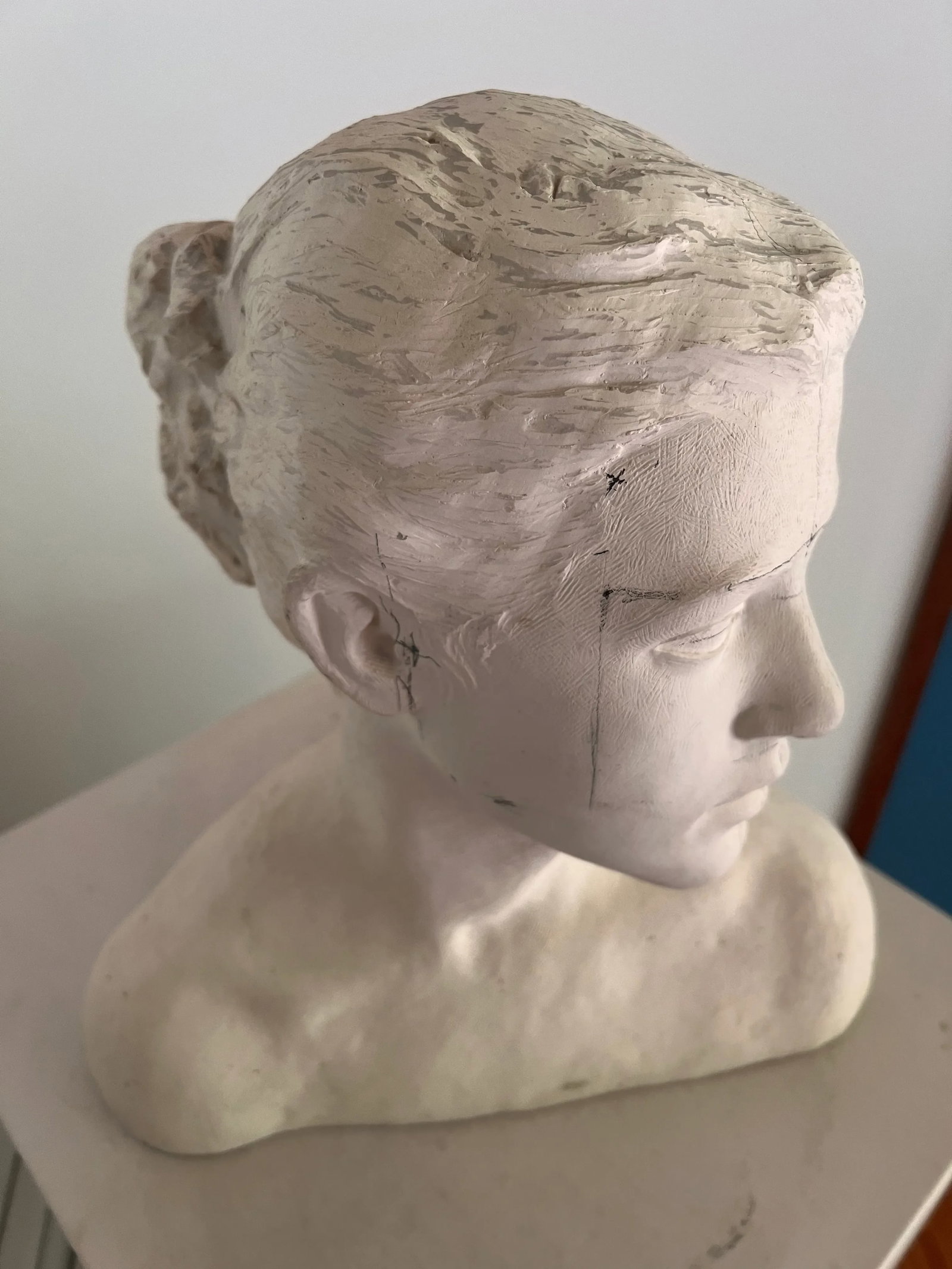 1950s Plaster Bust of Young Woman, by Tony Trezza - 4