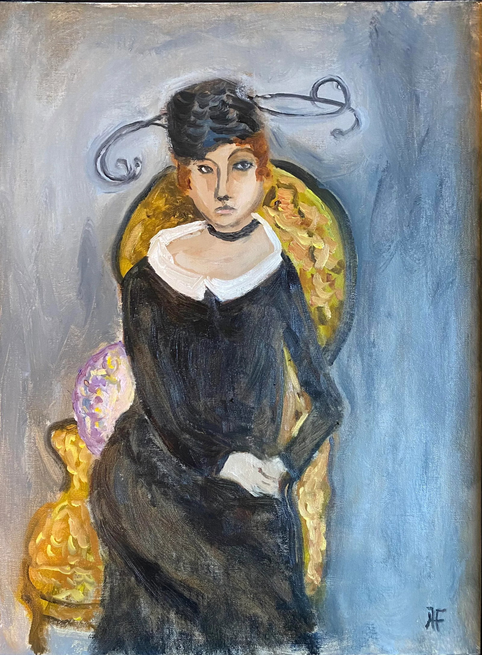 "Portrait of Eloise" Contemporary Original Expressionist Oil Painting by Alice Ford - 3