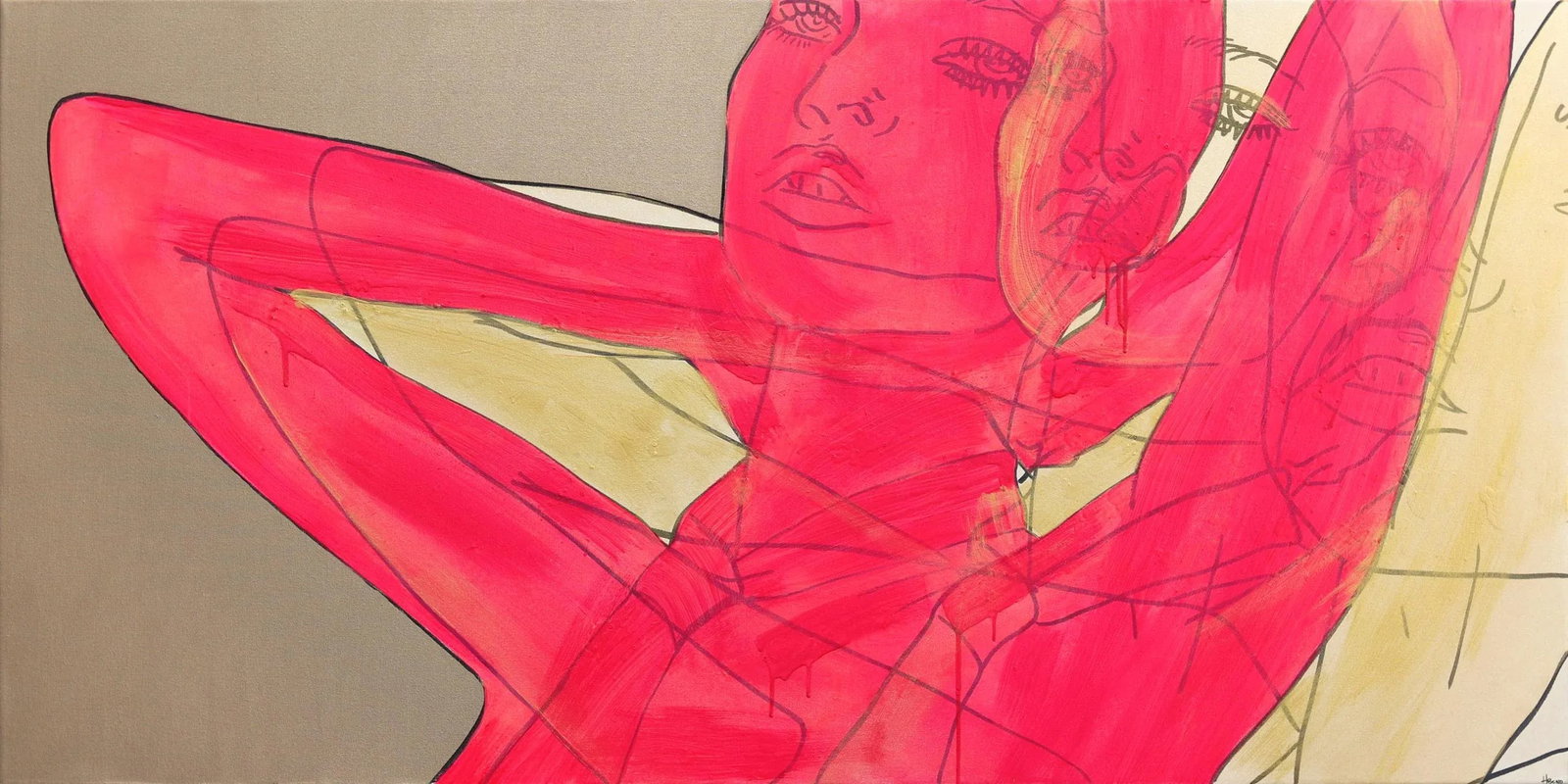 "Untitled (Pink and Gold Tie)" Original Artwork by Hilary Bond - 9