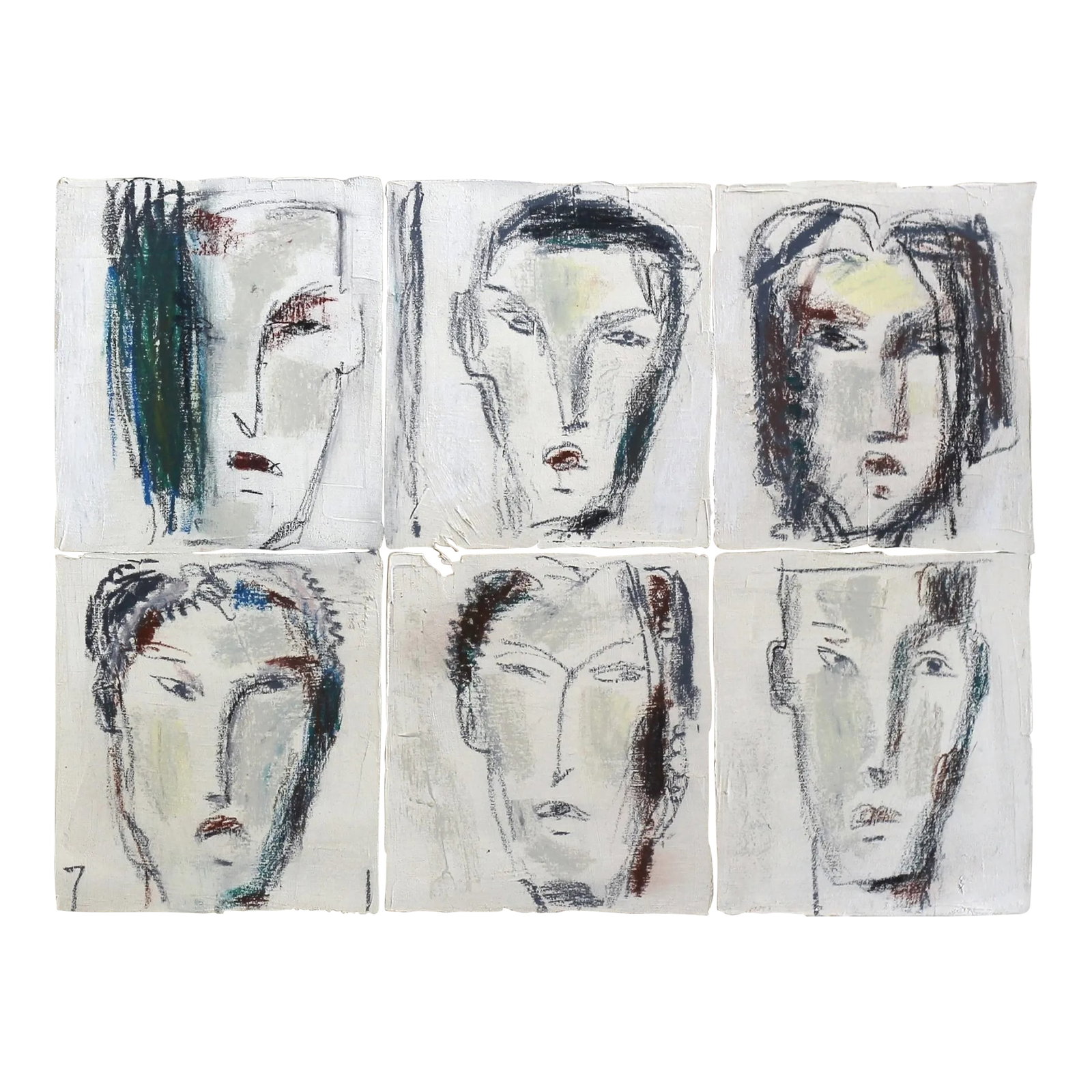 Faces 25 (Kopfbild 25) - Original Oil Painting on Canvas Abstract Figurative Artwork by Bernhard Zim: Bernhard Zimmer produces deeply layered, subtly textured abstract paintings that contain opposed elements-order and chaos, abstraction and representation, boldness and subtlety-in exquisite tension.