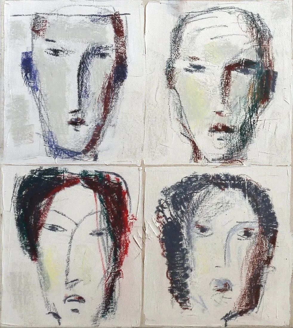 Faces 25 (Kopfbild 25) - Original Oil Painting on Canvas Abstract Figurative Artwork by Bernhard Zim - 2