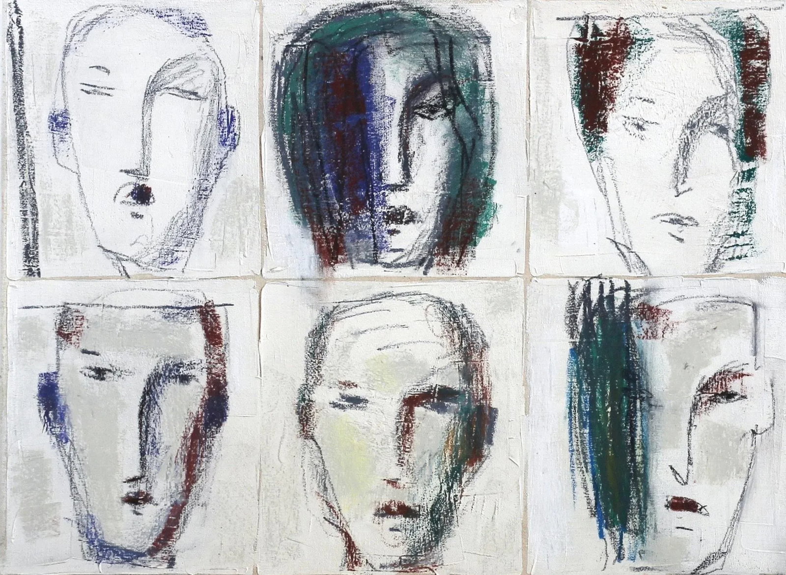 Faces 25 (Kopfbild 25) - Original Oil Painting on Canvas Abstract Figurative Artwork by Bernhard Zim - 3
