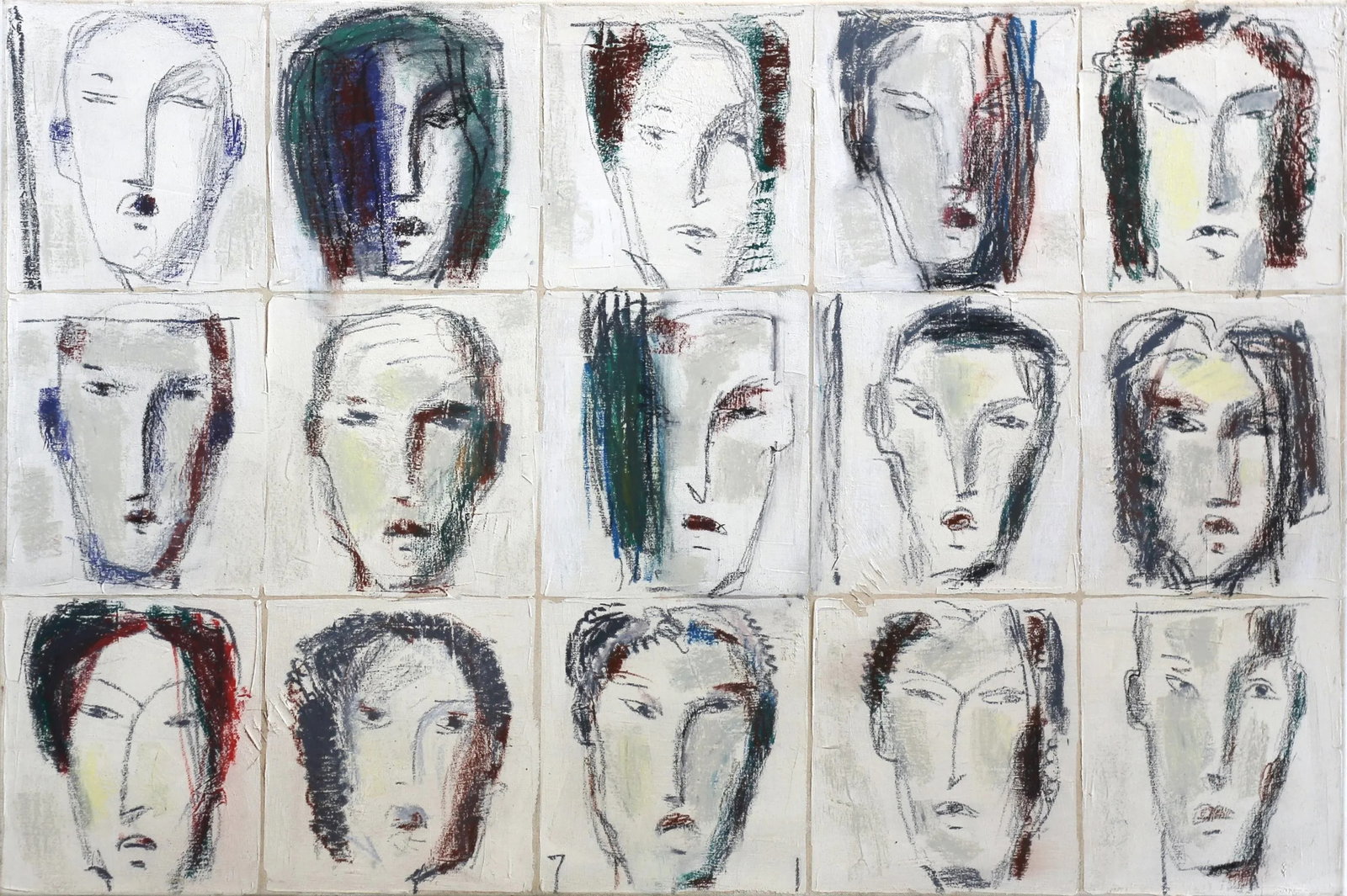 Faces 25 (Kopfbild 25) - Original Oil Painting on Canvas Abstract Figurative Artwork by Bernhard Zim - 4
