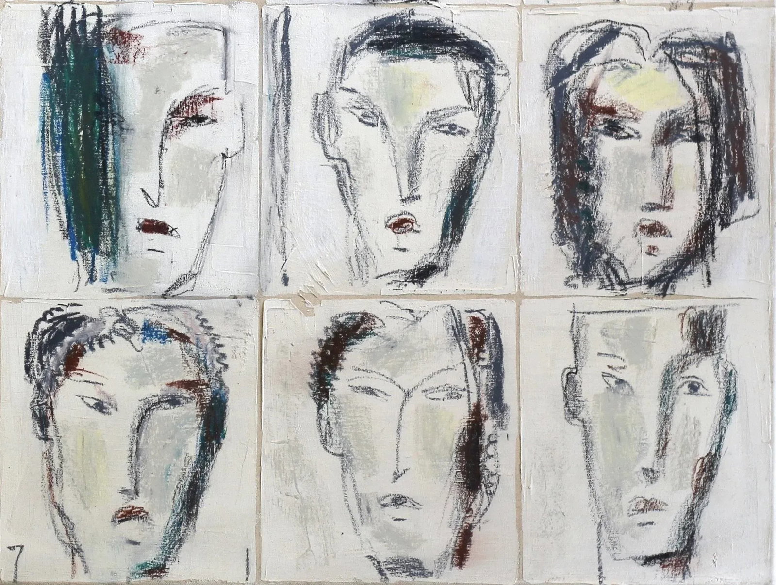 Faces 25 (Kopfbild 25) - Original Oil Painting on Canvas Abstract Figurative Artwork by Bernhard Zim - 5