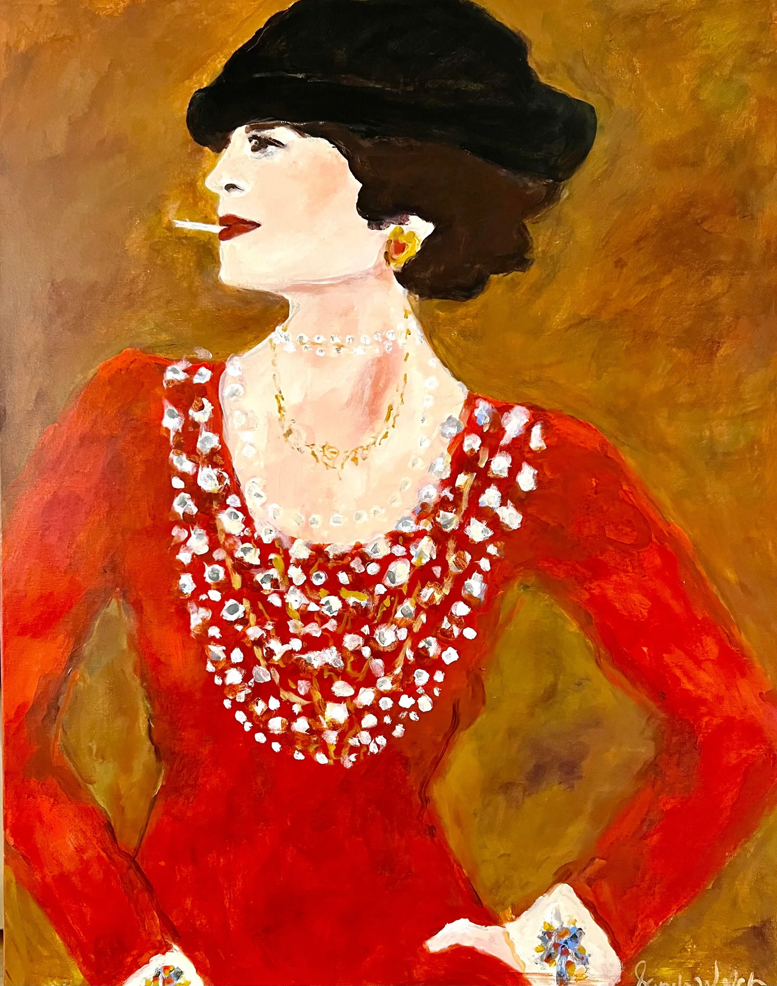 "The Marvelous Gabrielle "CoCo" Chanel" Contemporary Original Expressionist Portrait Painting by San: CoCo Chanel..the Epitome of femininity, fashion and creativity....She was a french fashion designer who ruled Parisian haute couture for almost 6 decades... to this day Chanel is still among the most