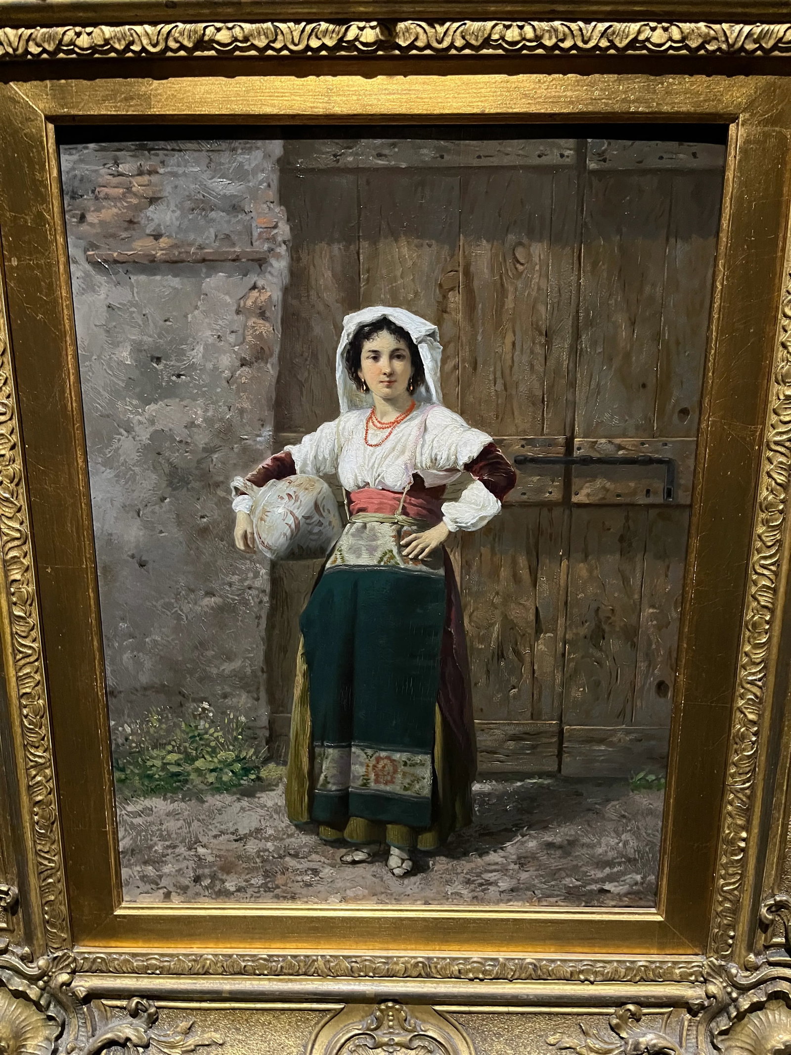 Antique Realist Portrait Oil Painting "The Roman Girl" - 3