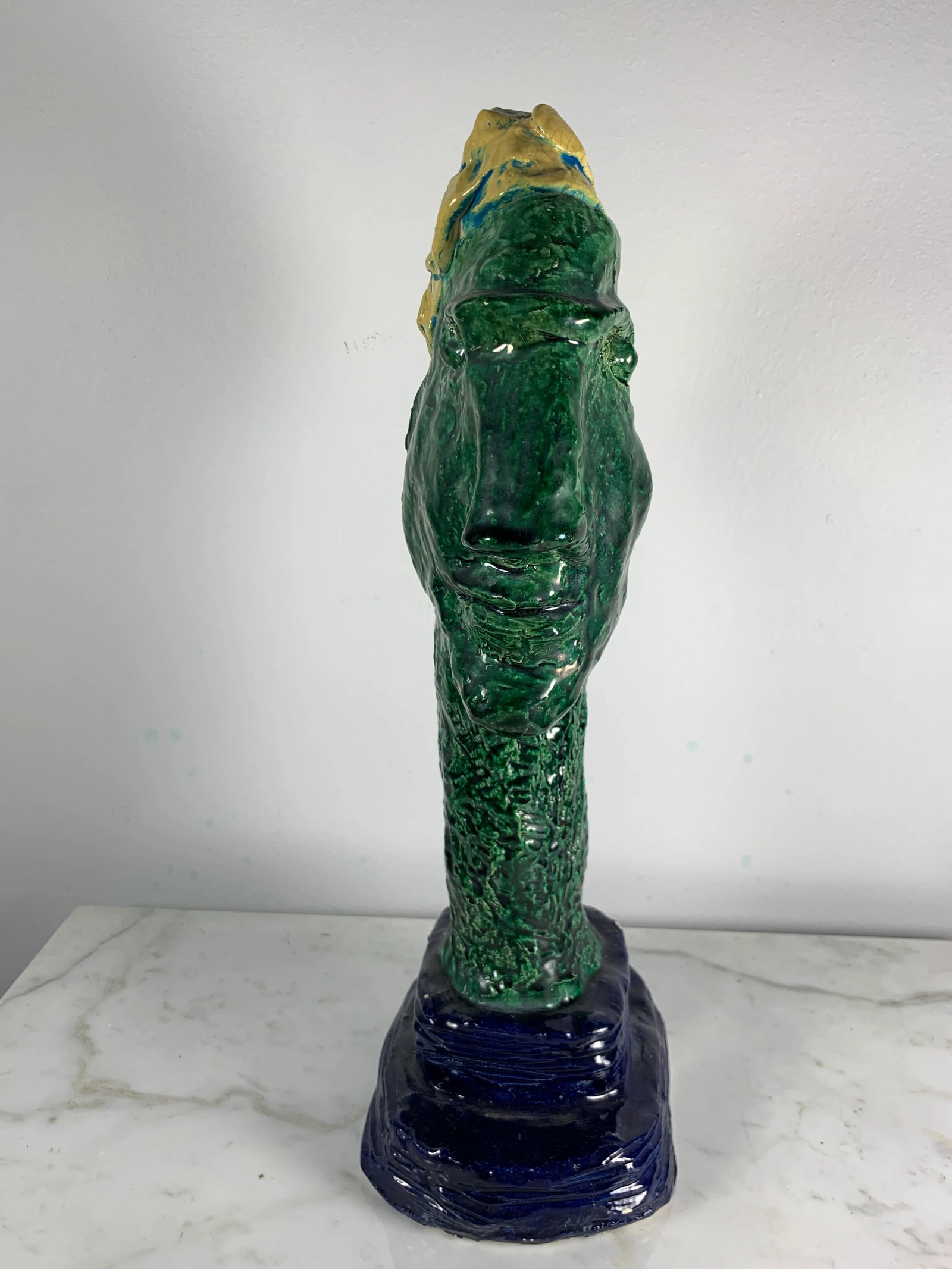 "Study of a Young Man" Vintage Large Modernist Ceramic Head Sculpture - 3