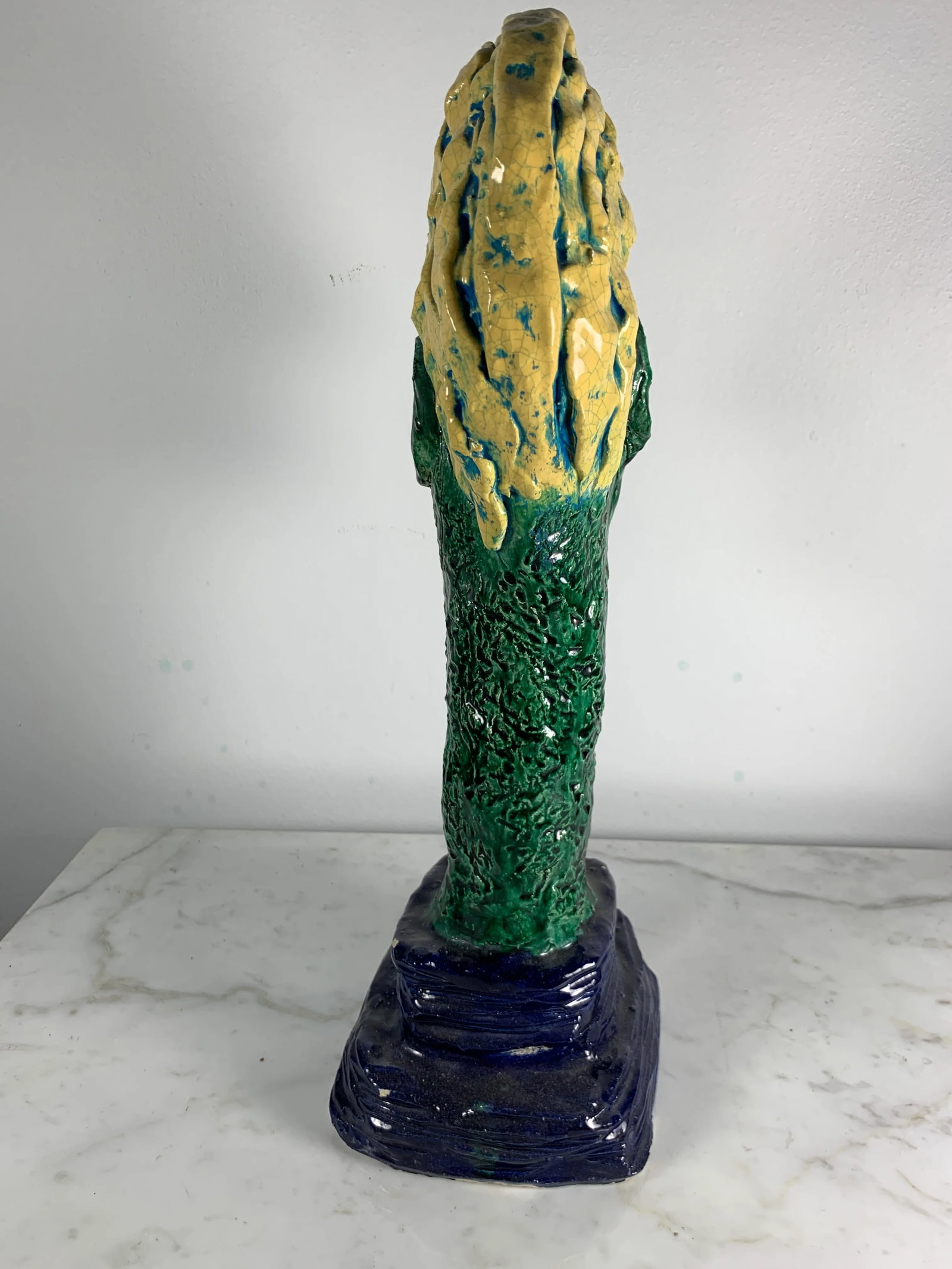 "Study of a Young Man" Vintage Large Modernist Ceramic Head Sculpture - 4