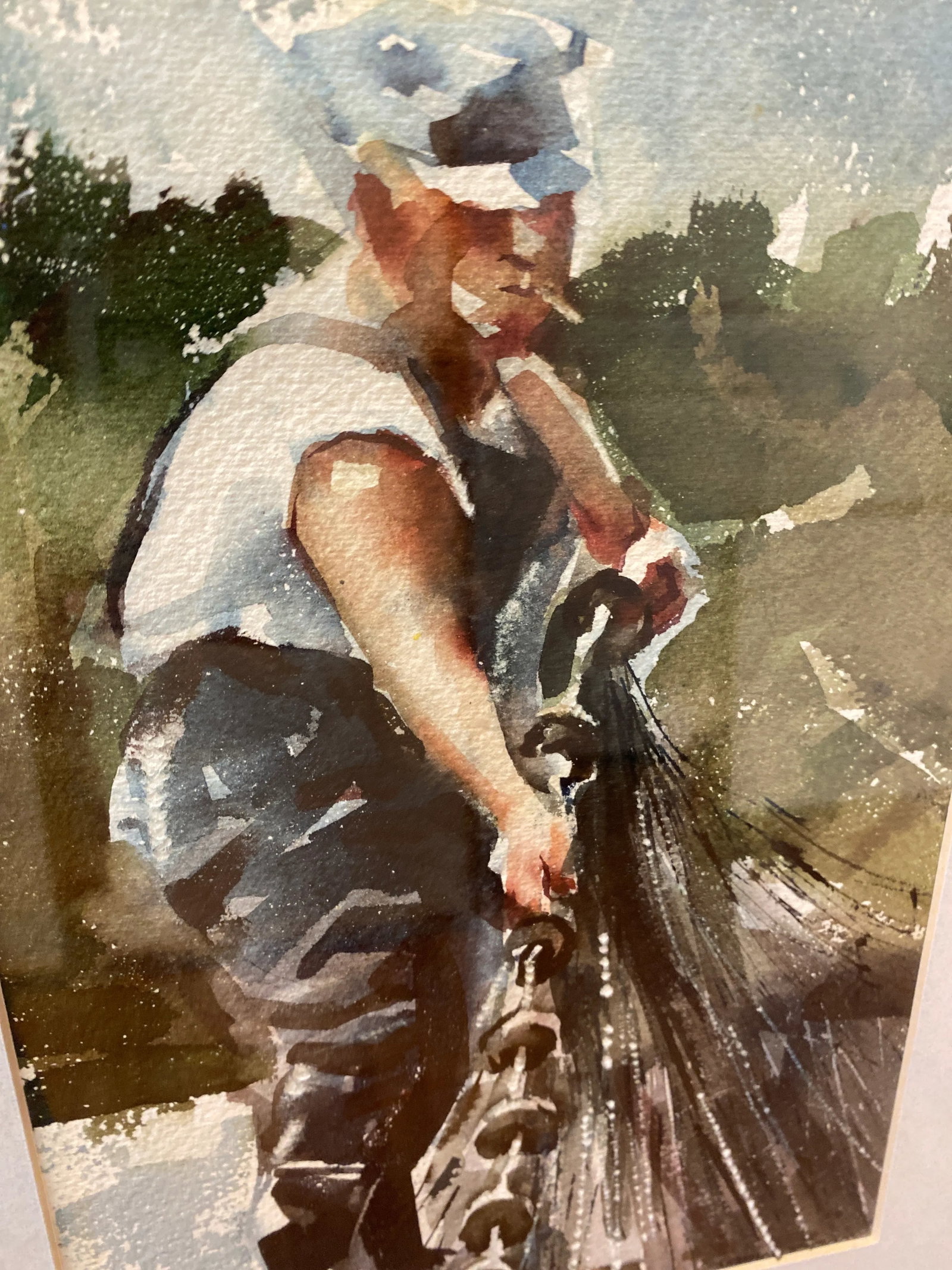 "All in a Days Work" Vintage Watercolor Painting Framed - 2