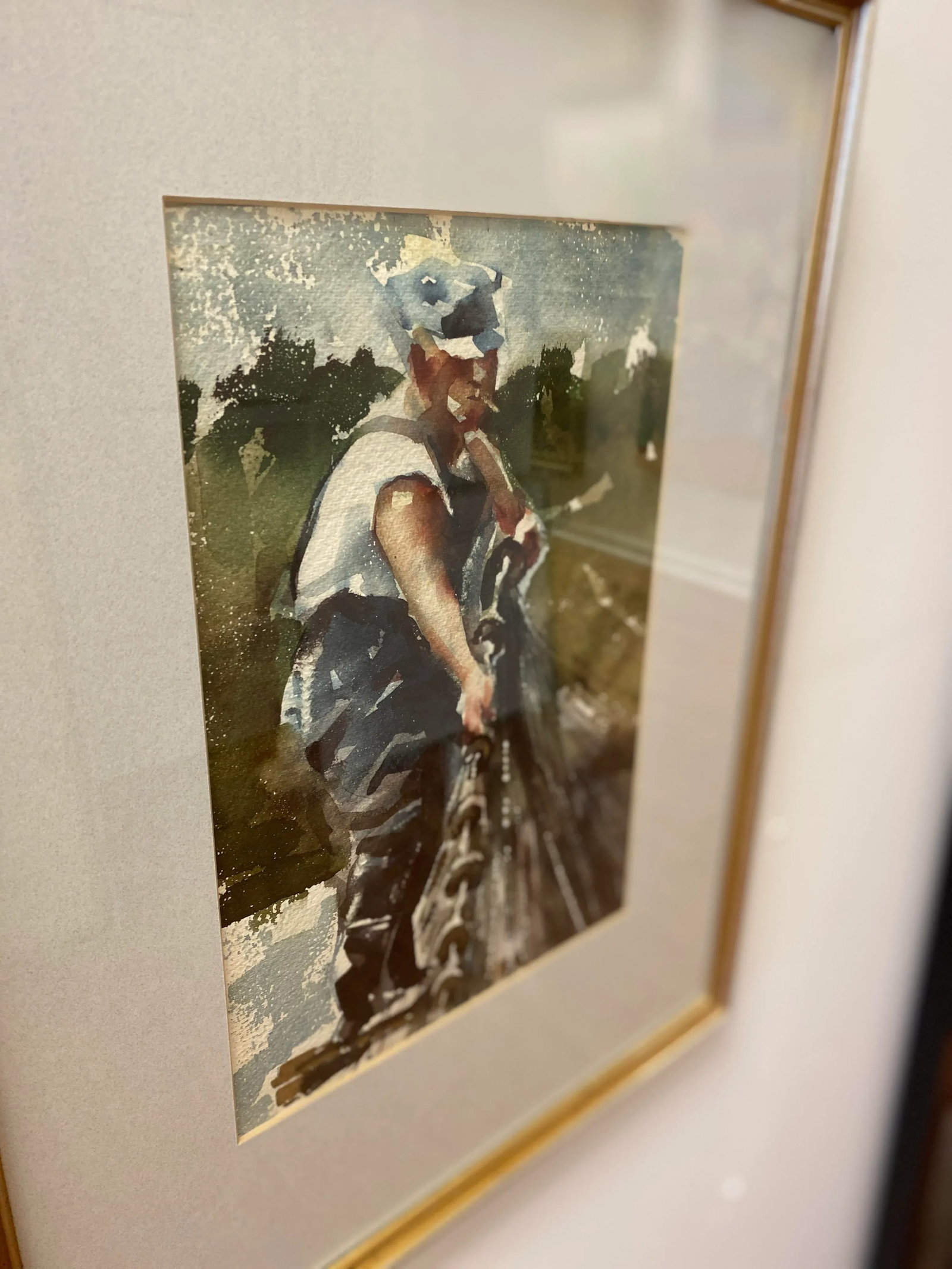 "All in a Days Work" Vintage Watercolor Painting Framed - 5