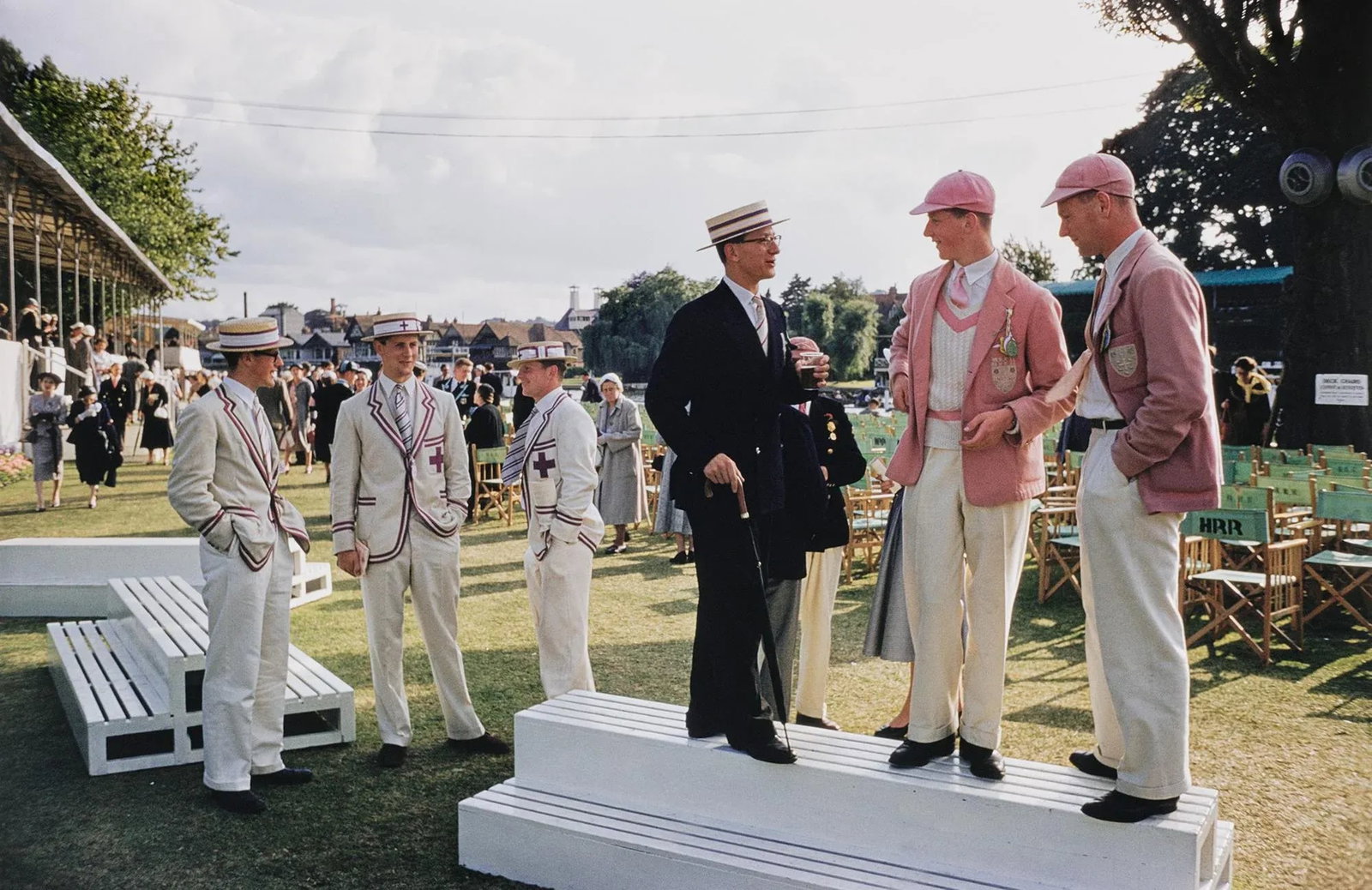 "Henley Regatta" by Slim Aarons 30x40 Inch Framed Getty Images C-Print.: "Henley Regatta" by Slim Aarons 30x40 inch Framed Getty Images C-Print. White wood gallery frame and white matting. Measures approximately 40x50 inches framed. Beautiful and ready to hang. Free moorin