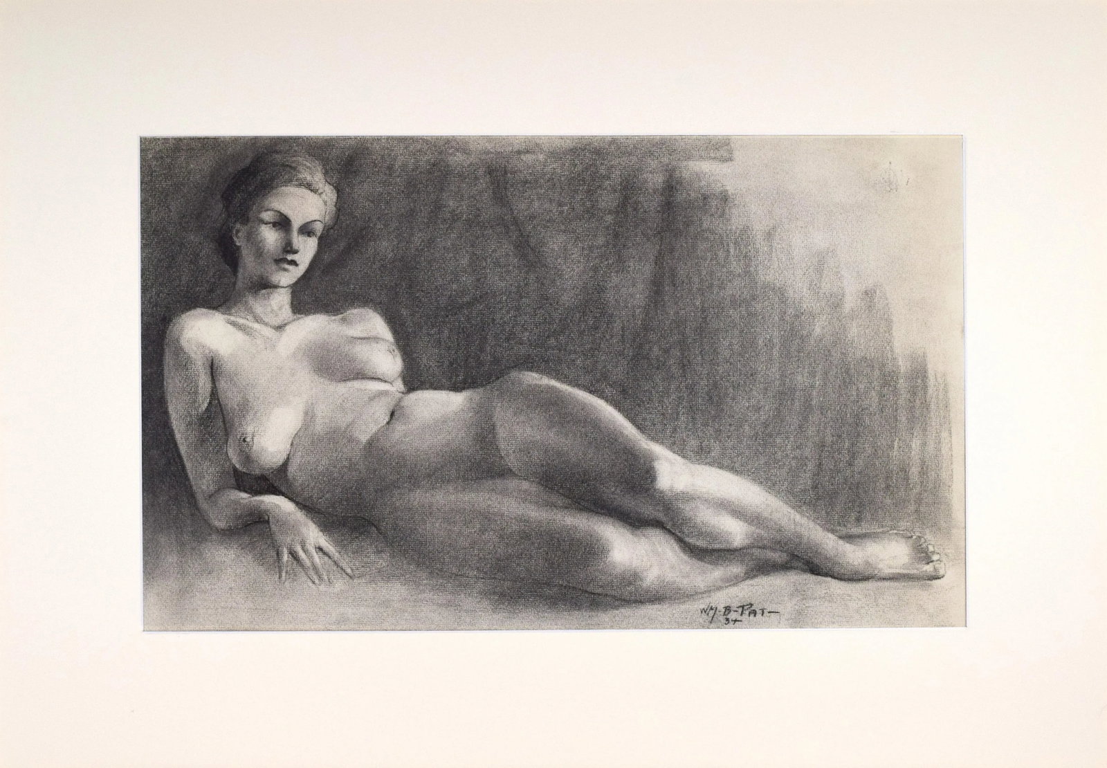 Large Vintage Art Deco Graphite Nude Female Figure Study by Illustrator William B Pattengill 1934 - 2