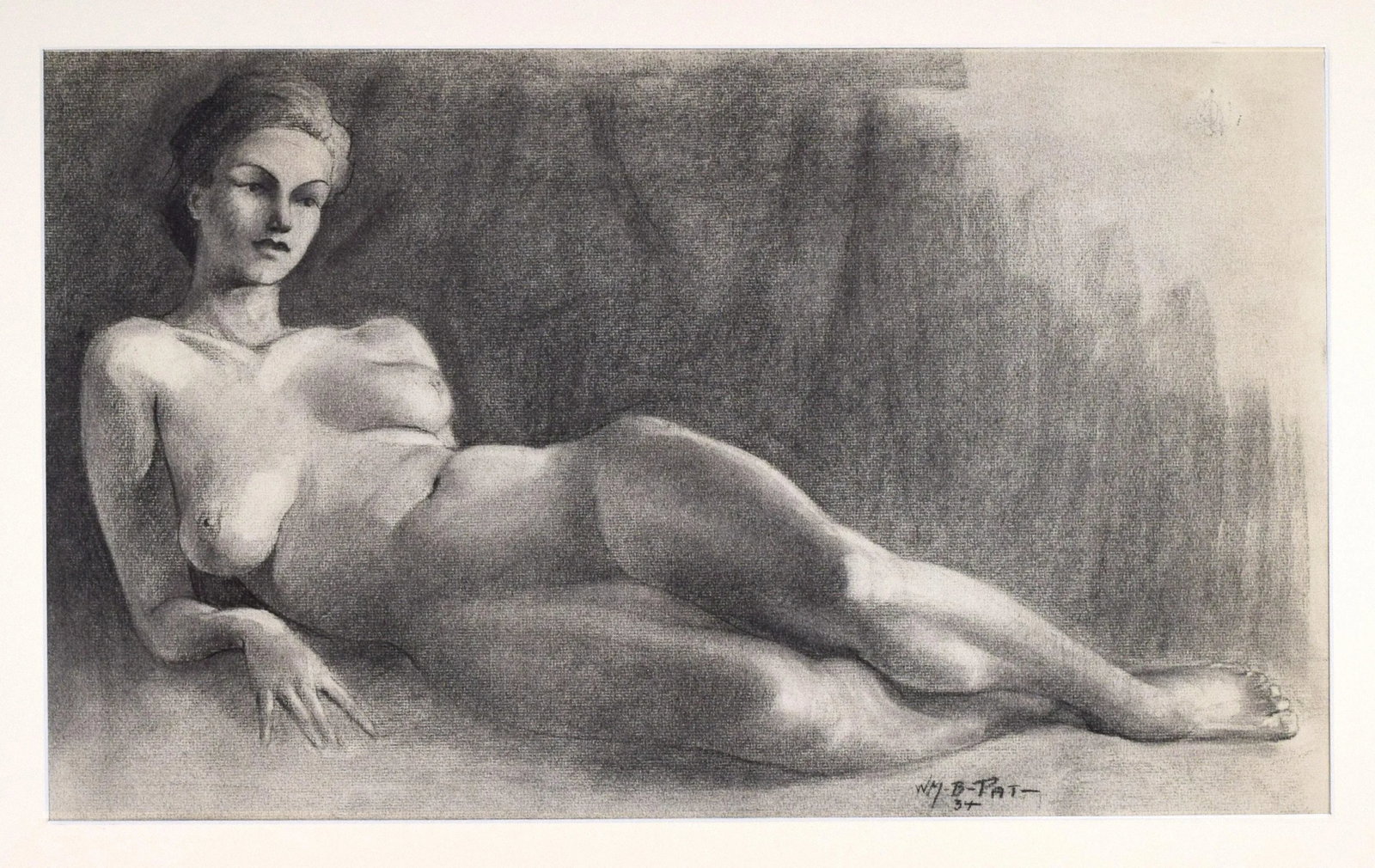Large Vintage Art Deco Graphite Nude Female Figure Study by Illustrator William B Pattengill 1934 - 3