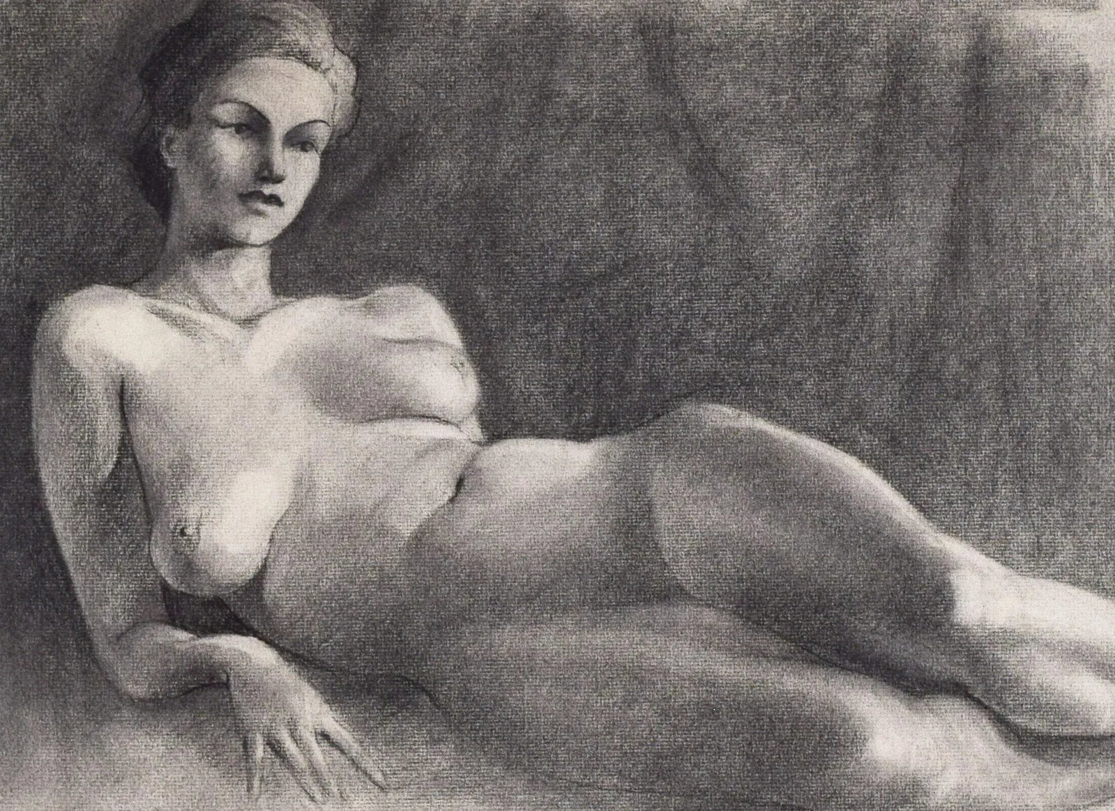 Large Vintage Art Deco Graphite Nude Female Figure Study by Illustrator William B Pattengill 1934 - 6