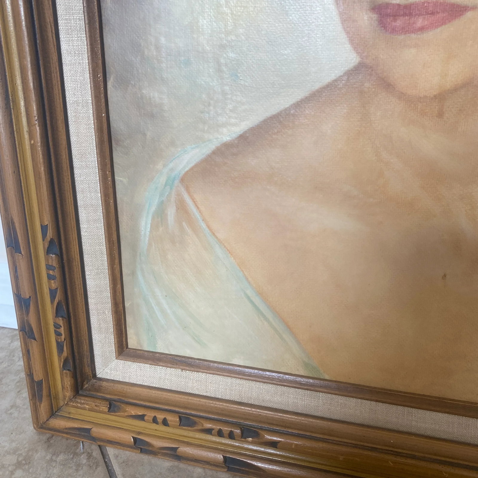 Vintage Hollywood Regency Art Decco Portrait of a Woman Acrylic Painting by Toni Trevoire - 4