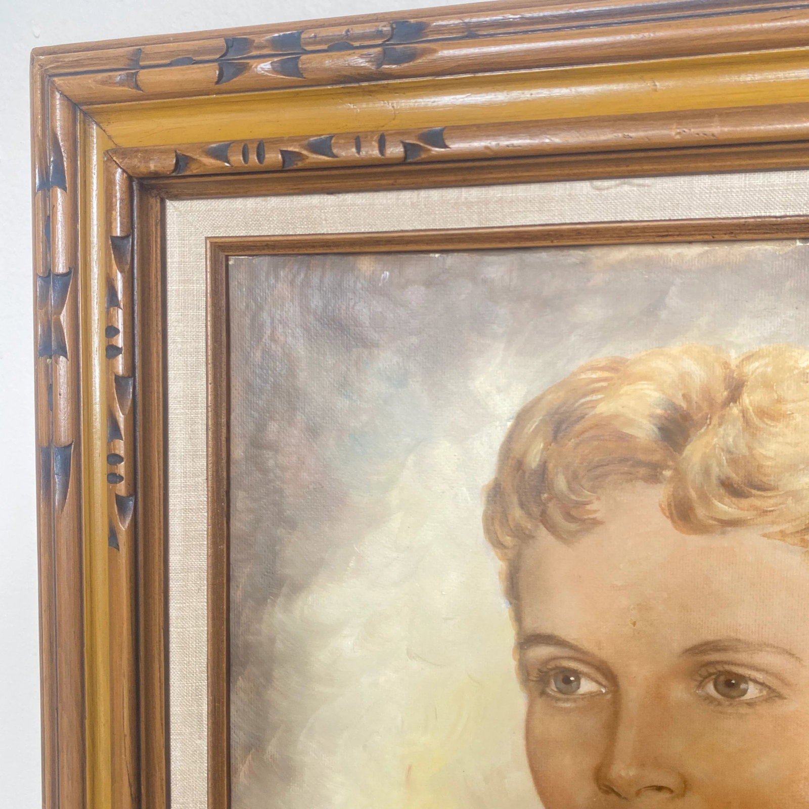 Vintage Hollywood Regency Art Decco Portrait of a Woman Acrylic Painting by Toni Trevoire - 5