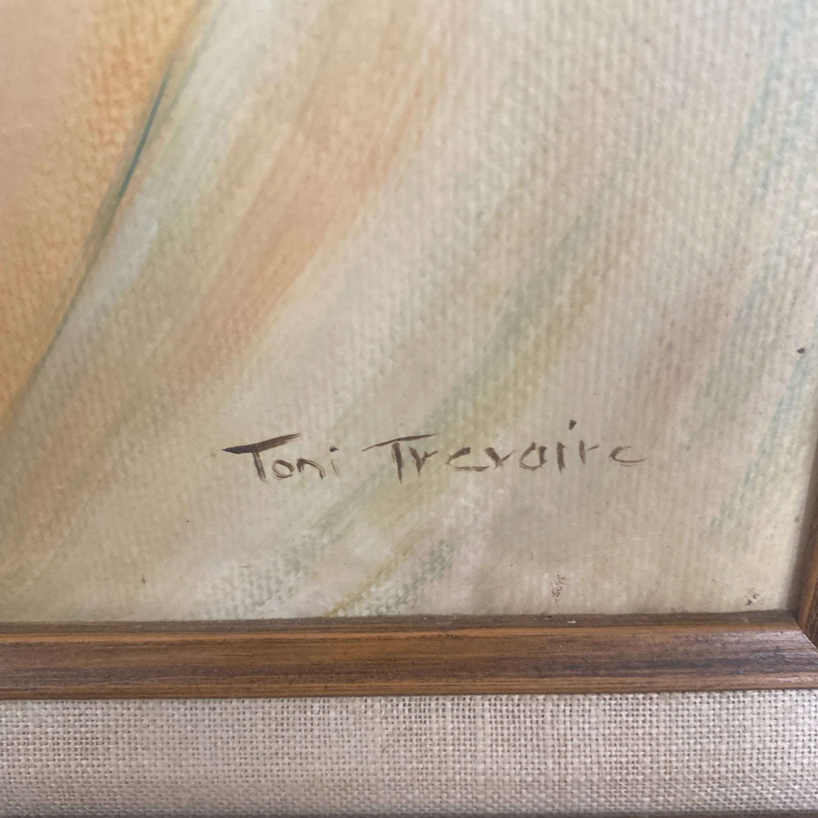 Vintage Hollywood Regency Art Decco Portrait of a Woman Acrylic Painting by Toni Trevoire - 8