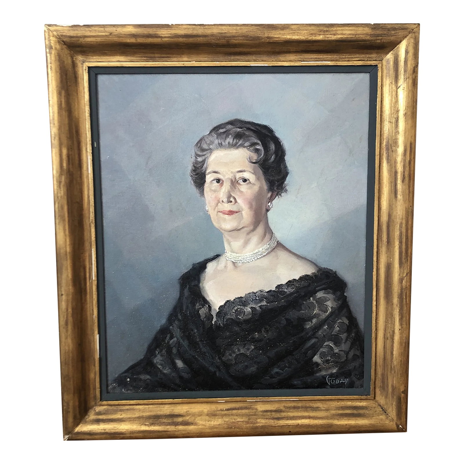 Vintage 1958 Portuguese Portrait Original Oil Painting of a Woman: Vintage 1958 Original Oil Painting of a Woman Signed by Portuguese Artist/La Toja Condition: good in general, some signs of age, some imperfections and scratches on the frame. Signed by Portuguese