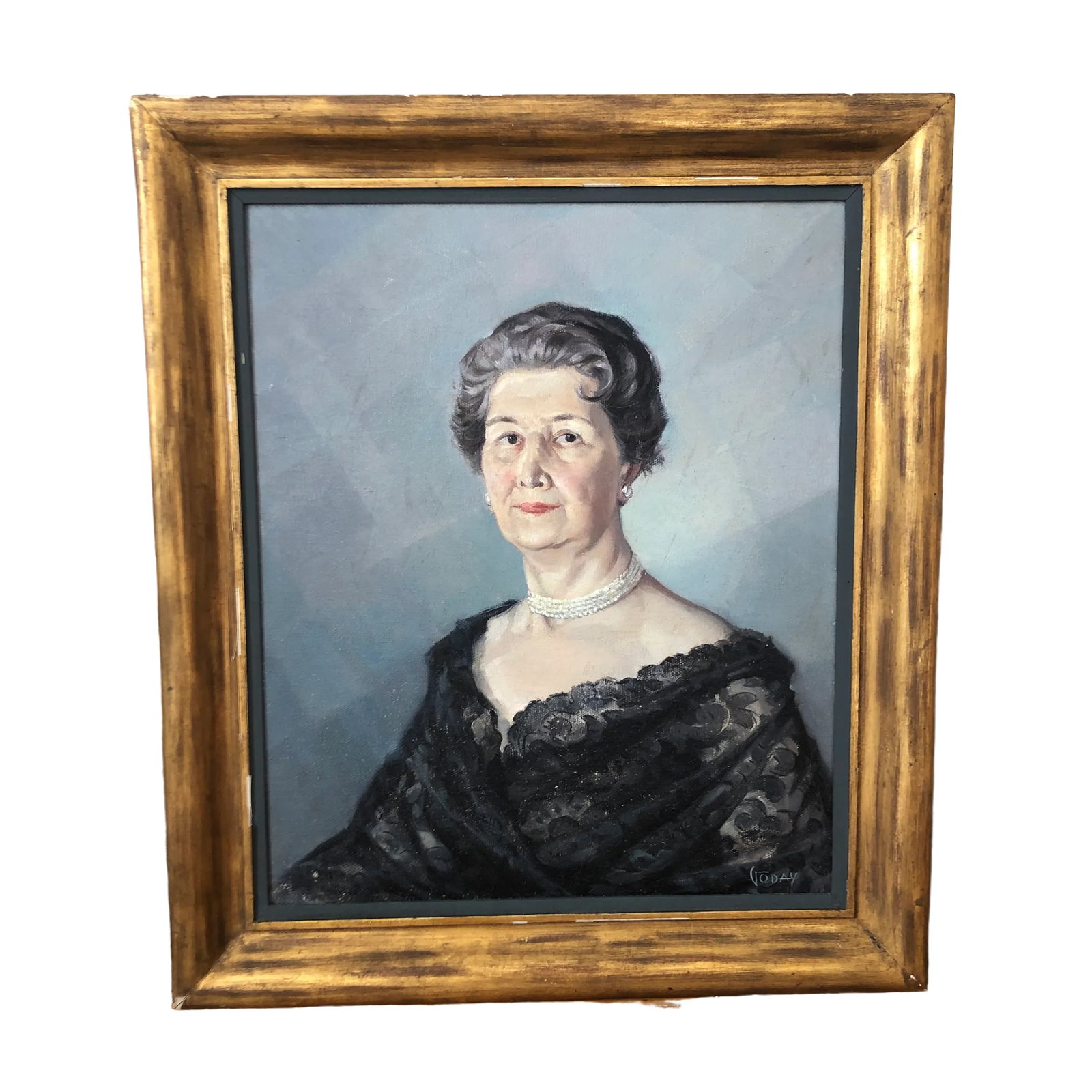 Vintage 1958 Portuguese Portrait Original Oil Painting of a Woman - 4