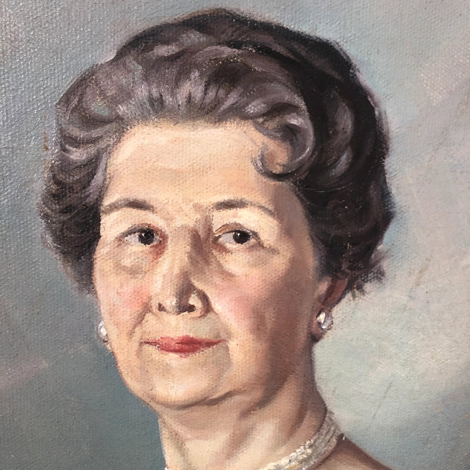 Vintage 1958 Portuguese Portrait Original Oil Painting of a Woman - 5