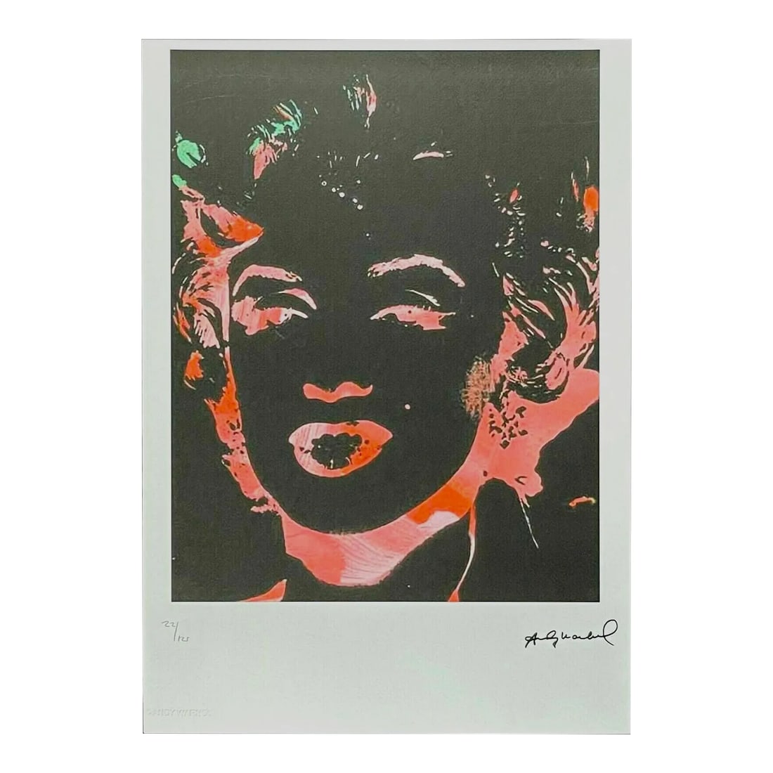 Andy Warhol Marilyn Monroe Signed Lithograph Limited # 22/125 Pop Art: Andy Warhol Black Marilyn (Reversal Series) Numbered, stamped and signed with the artist's signature Lithography on paper 20"x14" Executed in 1980-86. (acquired from private collection, London ) Ben