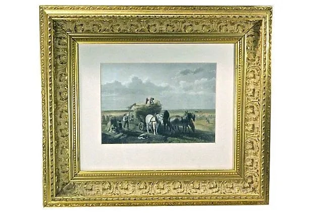 Antique 1860 Harvesting Engraving (1 of 2)