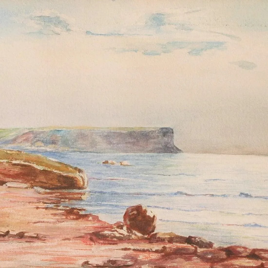 Original Vintage Coastal Watercolor Painting. - 3