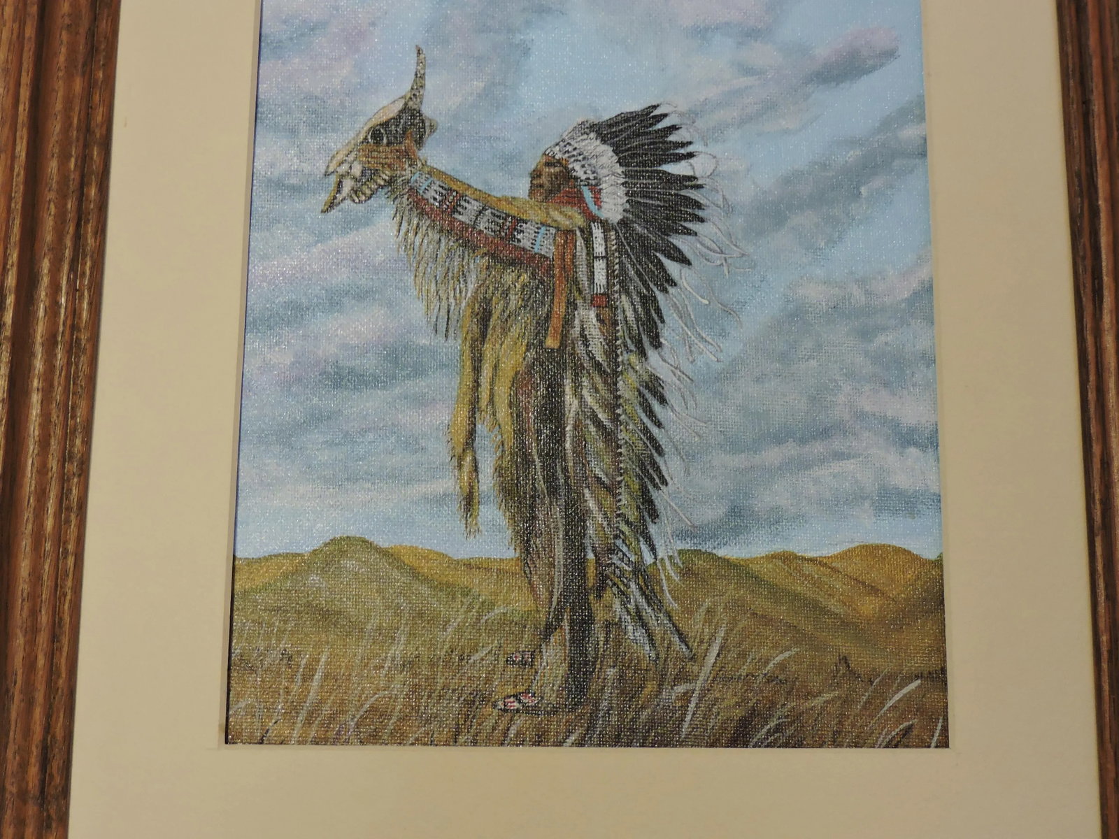 1980s American Studio Art Hand Painted Oil on Canvas Native American Art Shaman Painting by R Gelbma - 3
