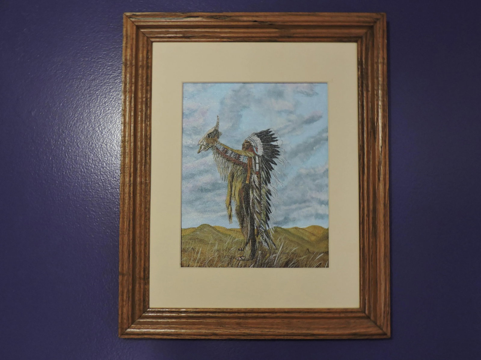 1980s American Studio Art Hand Painted Oil on Canvas Native American Art Shaman Painting by R Gelbma - 6
