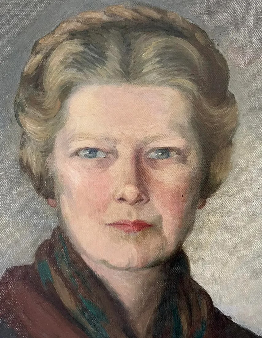 Large Oil Painting Portrait of a Scottish Socialite With Rifle by Jeanie Walkinshaw - 4