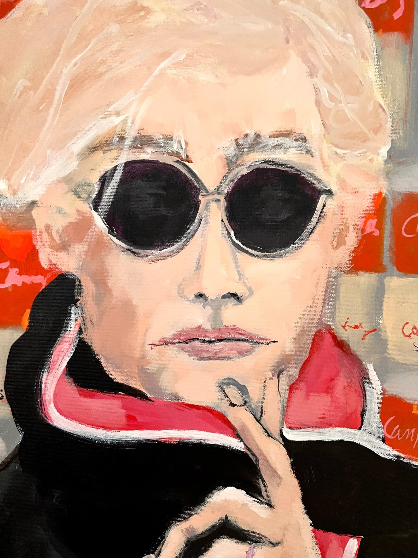 "Warhol" Contemporary Original Pop Art Portrait Painting by Sandy Welch - 2