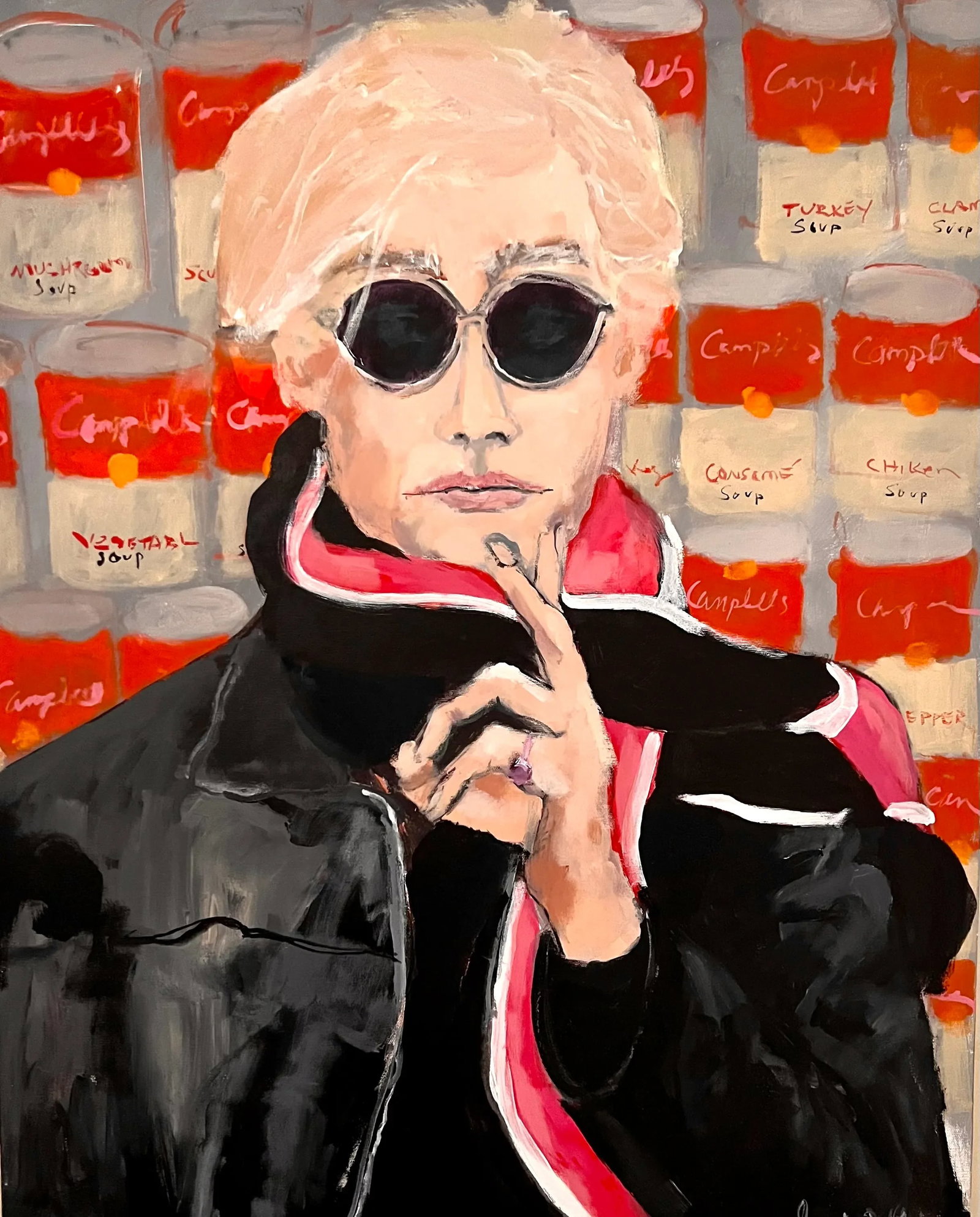 "Warhol" Contemporary Original Pop Art Portrait Painting by Sandy Welch - 4