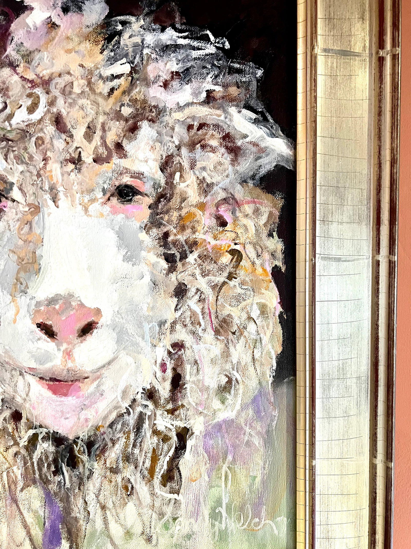 "My Girl, a Heart Warming Image of a Beautiful Lambie Pie" Contemporary Expressionist Acrylic Painti - 3