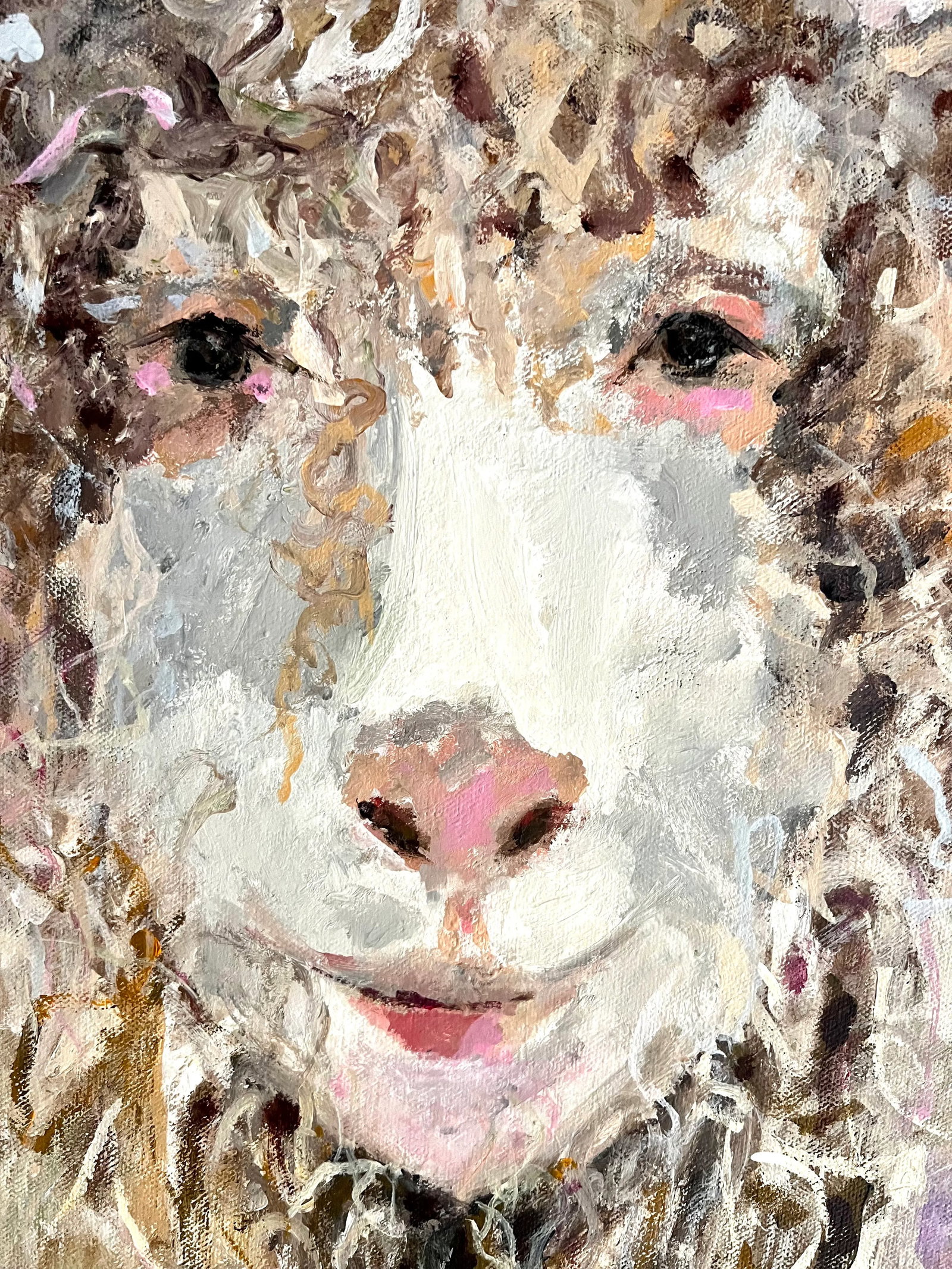 "My Girl, a Heart Warming Image of a Beautiful Lambie Pie" Contemporary Expressionist Acrylic Painti - 4