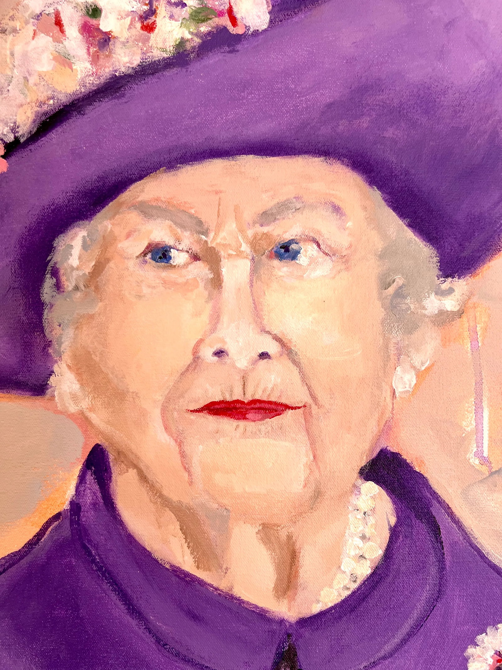 "Queen Elizabeth" Contemporary Pop Art Original Portrait Painting by Sandy Welch - 2