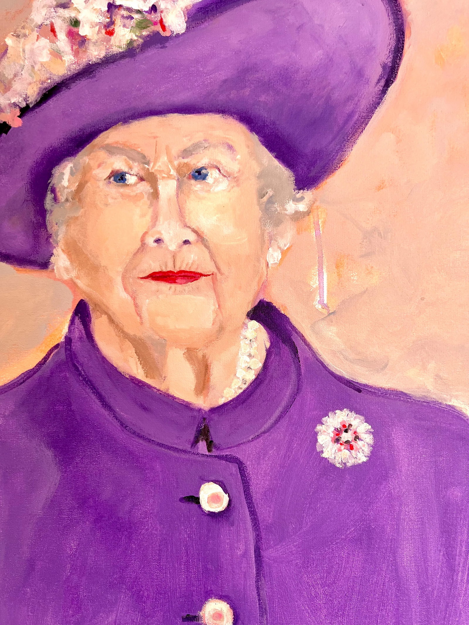 "Queen Elizabeth" Contemporary Pop Art Original Portrait Painting by Sandy Welch - 3
