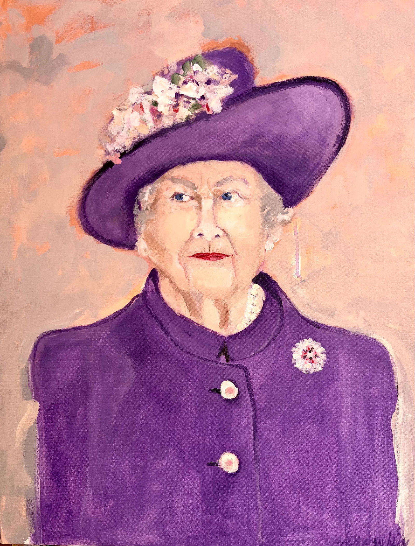 "Queen Elizabeth" Contemporary Pop Art Original Portrait Painting by Sandy Welch - 4