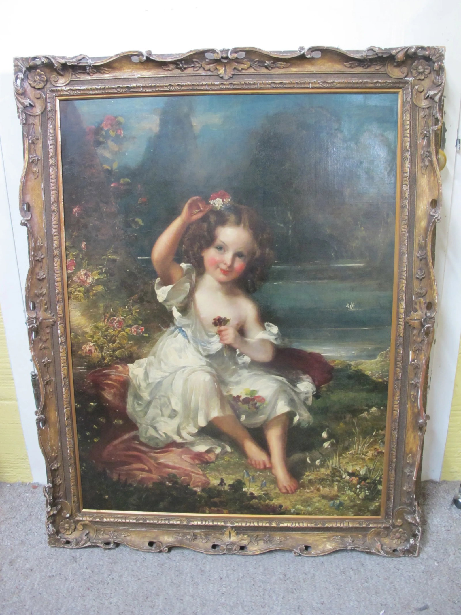 Antique 1832 John Partridge Child Daughter Portrait Oil Painting Original Frame - 13